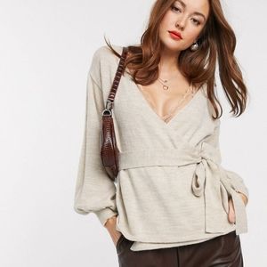 ASOS DESIGN Volume Sleeve Wrap Sweater